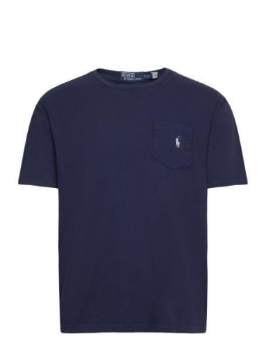 Classic Fit Cotton-Linen Pocket T-Shirt Tops T-Kortærmet Skjorte Navy ...