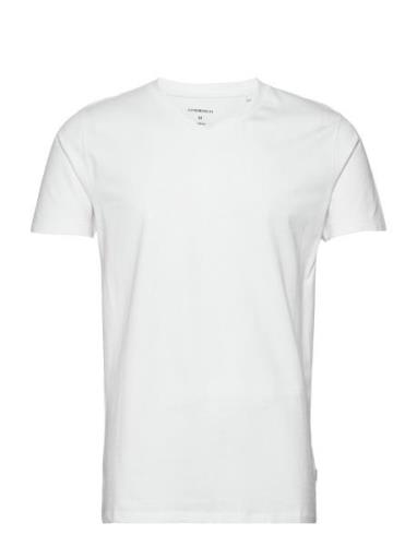 Mens Stretch V-Neck Tee S/S Tops T-Kortærmet Skjorte White Lindbergh