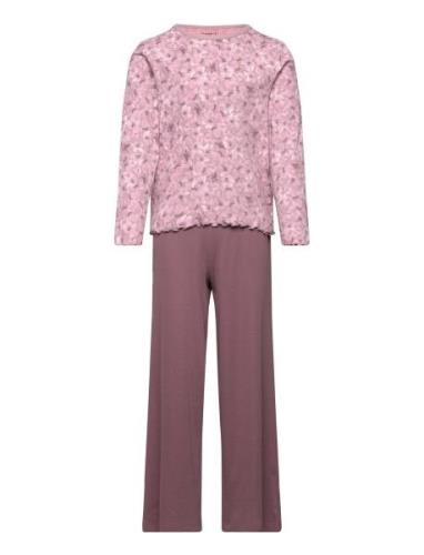 Nkfnightset Mauve Flower Loose Rib Noos Pyjamassæt Purple Name It