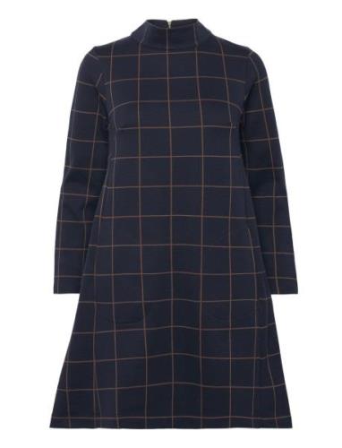 Bernadette Check Dress Knælang Kjole Navy Jumperfabriken