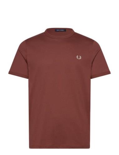 Ringer T-Shirt Tops T-Kortærmet Skjorte Brown Fred Perry