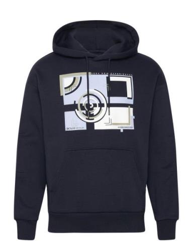 Relaxed Hoodie With Print Tops Sweatshirts & Hoodies Hoodies Navy Tom ...