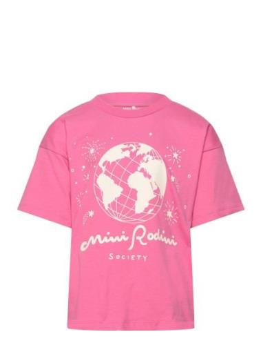 Mini Rodini Society Sp Ss Tee Tops T-Kortærmet Skjorte Pink Mini Rodin...