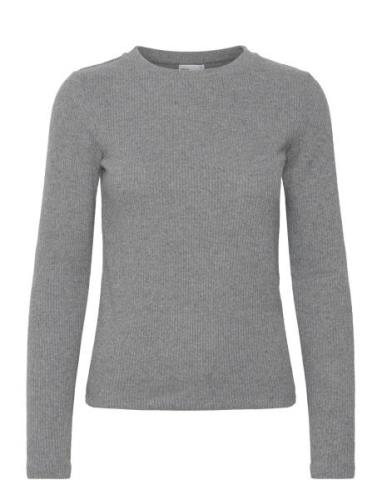 Daniela Rib Top Tops T-shirts & Tops Long-sleeved Grey Once Untold