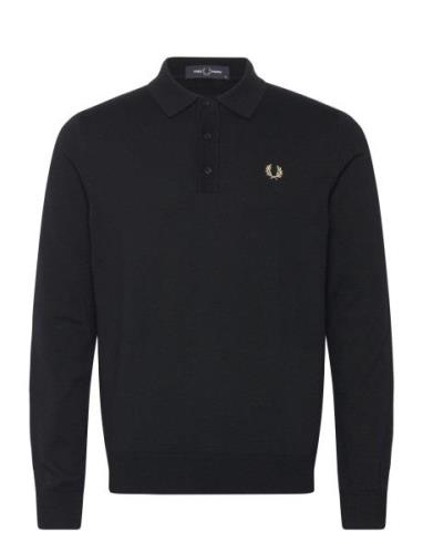 Classic Knitted Shirt Ls Tops Polos Long-sleeved Black Fred Perry