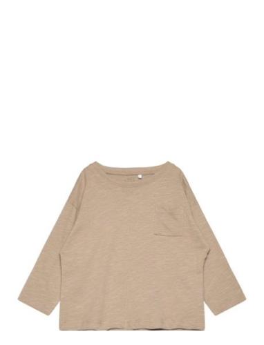 Nmmvebbe Ls Rlx Top Tops T-shirts Long-sleeved T-Skjorte Beige Name It