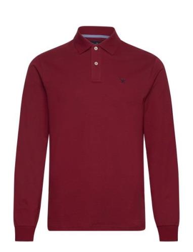 Slim Fit Logo Ls Tops Polos Long-sleeved Burgundy Hackett London