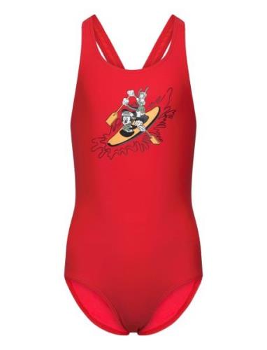 Adidas Disney Mickey & Friends Swim Suit Badedragt Badetøj Red Adidas ...