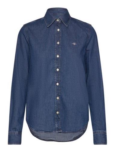 Reg Denim Shirt Tops Shirts Long-sleeved Blue GANT