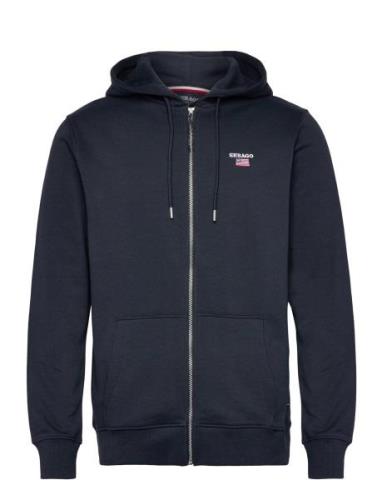 Liam Zip Hood Tops Sweatshirts & Hoodies Hoodies Navy Sebago