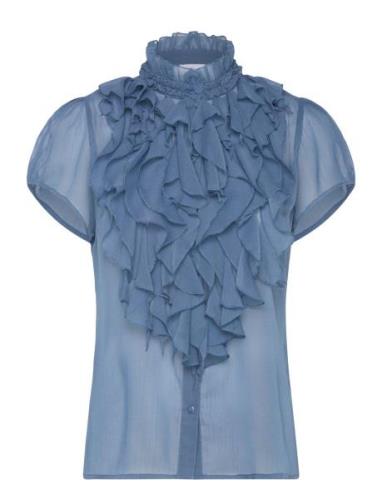 Liljasz Crinkle Ss Shirt Tops Blouses Short-sleeved Blue Saint Tropez