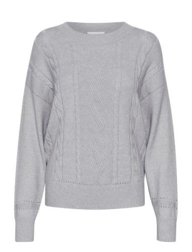 Crdela Knit Pullover Tops Knitwear Jumpers Grey Cream