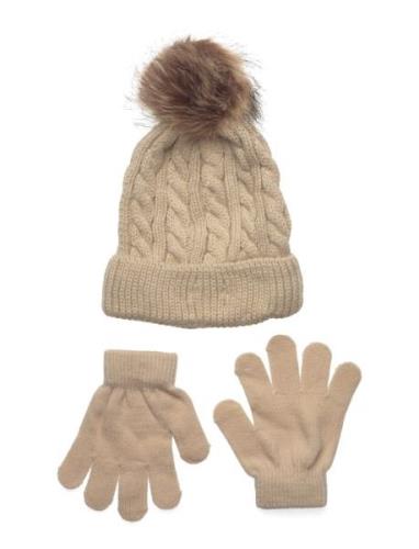 Beanie And Gloves Set Accessories Headwear Hats Beanie Beige Sofie Sch...