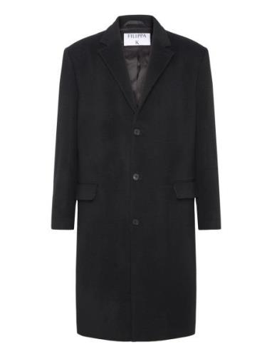 Relaxed Wool Crombie Coat Uldfrakke Frakke Black Filippa K