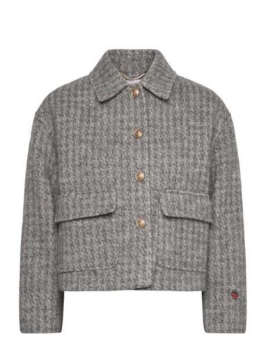 Becky Dogtooth Jacket Uldjakke Jakke Grey BUSNEL