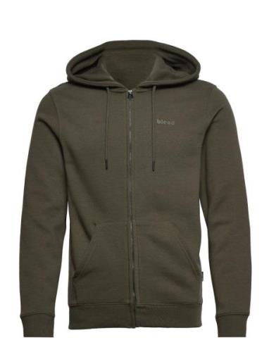 Bhdownton Zipthrough Tops Sweatshirts & Hoodies Hoodies Khaki Green Bl...