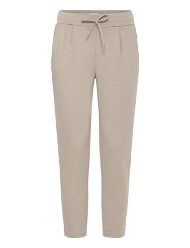 Ihkate Pa Cropped Bottoms Trousers Straight Leg Beige ICHI