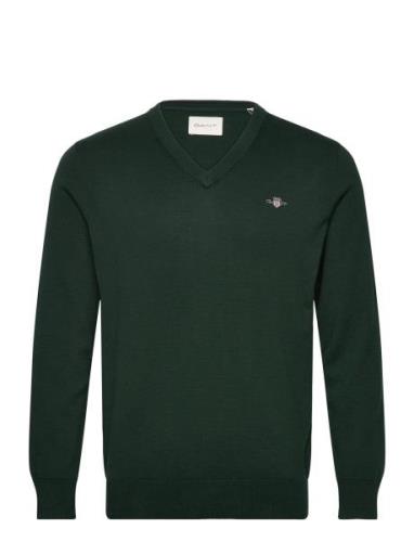 Classic Cotton V-Neck Tops Knitwear V-necks Green GANT