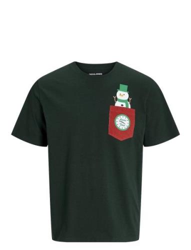 Jjxmas Pocket Tee Ss Crew Neck Tops T-Kortærmet Skjorte Green Jack & J...