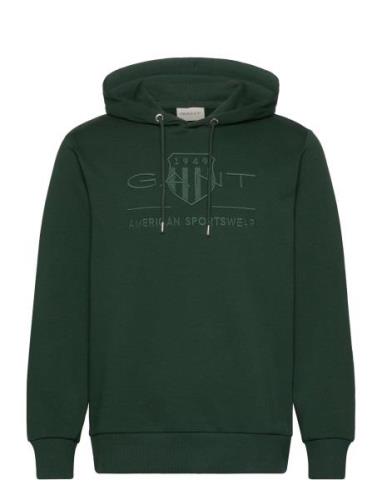 Reg Tonal Shield Hoodie Tops Sweatshirts & Hoodies Hoodies Green GANT