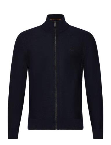 Avac_Fz Tops Knitwear Full Zip Jumpers Navy BOSS