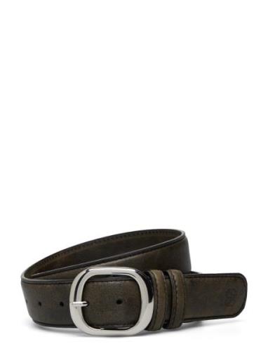 Crushed Wide Leather Belt Bælte Black Becksöndergaard