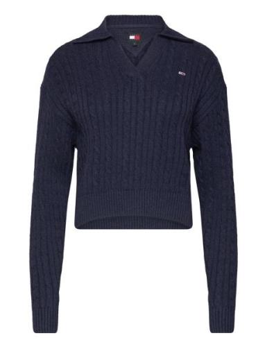 Tjw Cable Rugby Sweater Tops T-shirts & Tops Polos Navy Tommy Jeans