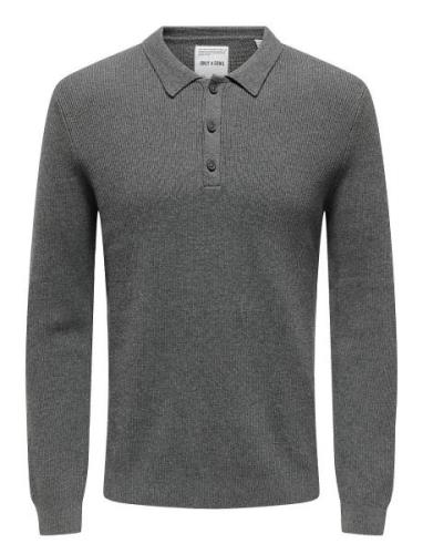 Onsphill Reg 12 Rib Ls Polo Knit Tops Polos Long-sleeved Grey ONLY & S...