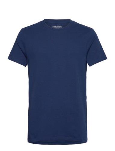 Crew-Neck Cotton Tops T-Kortærmet Skjorte Navy Bread & Boxers