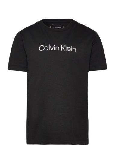 Inst. Logo Ss T-Shirt Tops T-Kortærmet Skjorte Black Calvin Klein