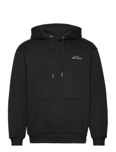 Crew Hoodie Tops Sweatshirts & Hoodies Hoodies Black Les Deux