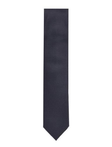 Polyester Tie With Dots 7 Cm Slips Navy Lindbergh Black