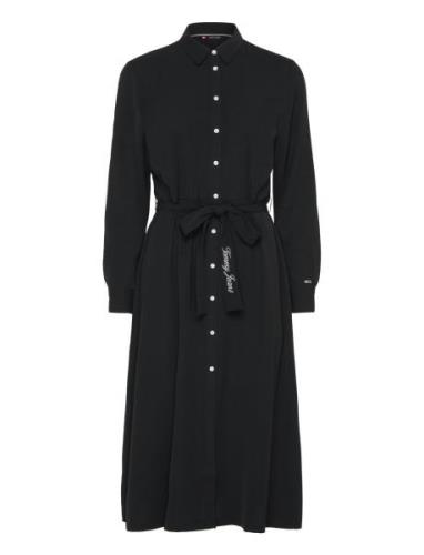 Tjw Belted Midi Dress Knælang Kjole Black Tommy Jeans