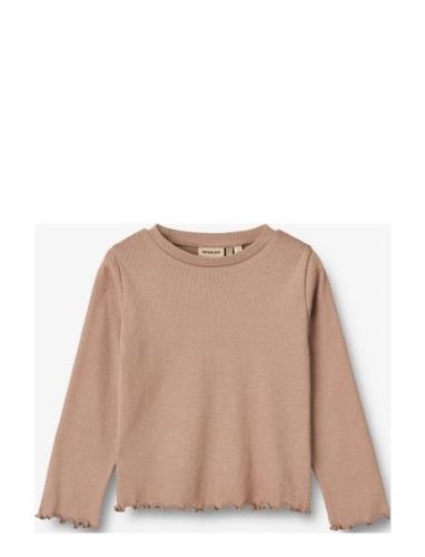 T-Shirt L/S Else Tops T-shirts Long-sleeved T-Skjorte Beige Wheat