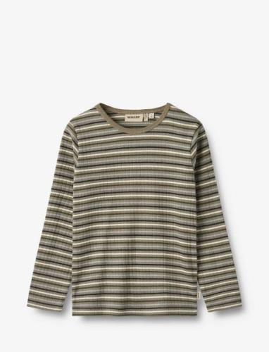 T-Shirt L/S Stig Tops T-shirts Long-sleeved T-Skjorte Brown Wheat