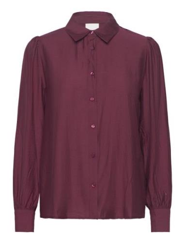 Ihkarlani Sh2 Tops Shirts Long-sleeved Burgundy ICHI