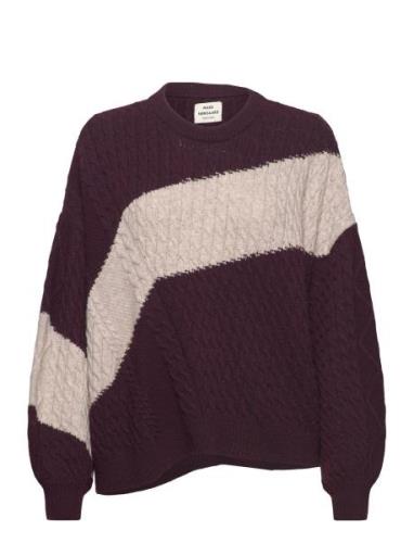 Recycled Wool Mix Rokko Block Sweater Tops Knitwear Jumpers Burgundy M...