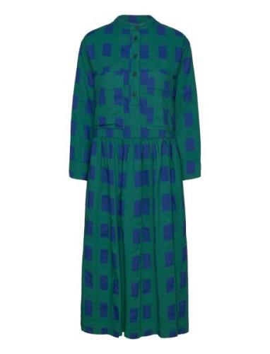 Checked Loose Fit Dress Knælang Kjole Green Bobo Choses