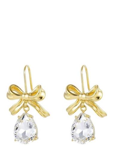 Bow Crystal Earring Ørestickere Smykker Gold Bud To Rose