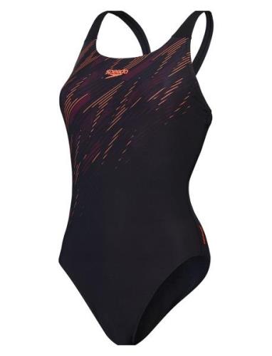 Womens Hyperboom Placement Muscleback Sport Swimsuits Black Speedo