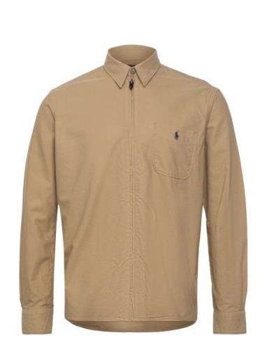 Garment-Dyed Oxford Overshirt Tops Overshirts Beige Polo Ralph Lauren