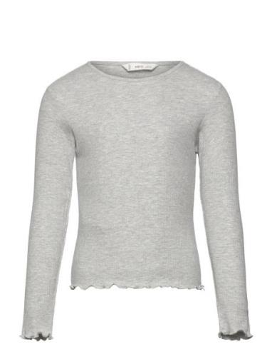 Ribbed Long-Sleeved T-Shirt Tops T-shirts Long-sleeved T-Skjorte Grey ...