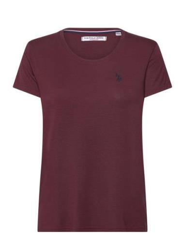 Della Lf Ss Vi Ela Usp W Tee Tops T-shirts & Tops Short-sleeved Burgun...