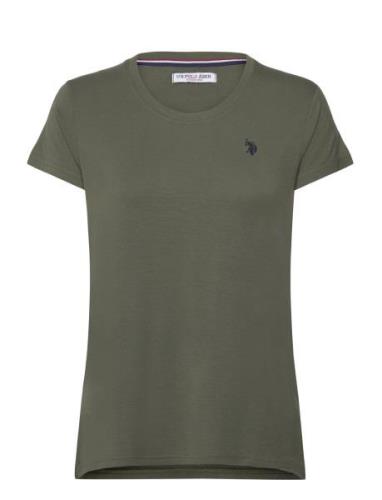 Della Lf Ss Vi Ela Usp W Tee Tops T-shirts & Tops Short-sleeved Green ...