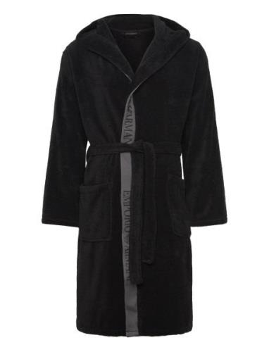 Men's Woven Bathrobe Morgenkåbe Badekåbe Black Emporio Armani