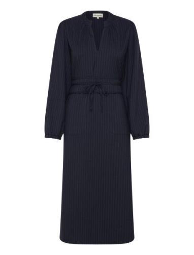 Parisll Midi Dress Ls Knælang Kjole Navy Lollys Laundry