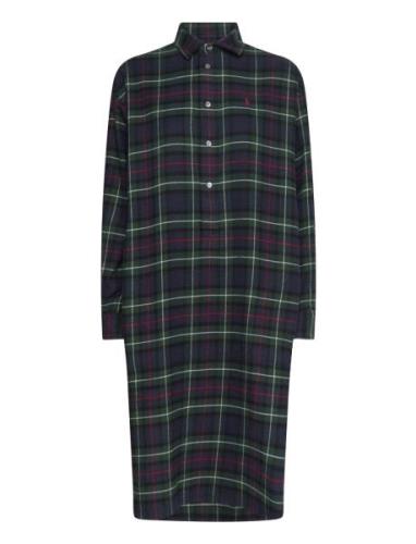 Plaid Cotton Shirtdress Knælang Kjole Navy Polo Ralph Lauren