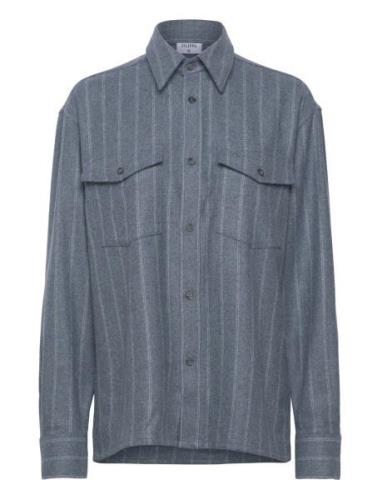 Brushed Wool Overshirt Tops Overshirts Blue Filippa K