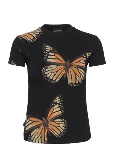 Croise Tops T-shirts & Tops Short-sleeved Black Desigual