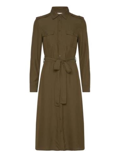 Reg Pocket Shirt Dress Knælang Kjole Khaki Green GANT